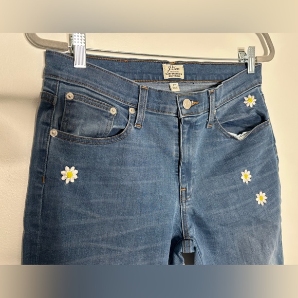 J. Crew Slim Boyfriend Jeans Size 27 Daisy Embroidery - Picture 7 of 15